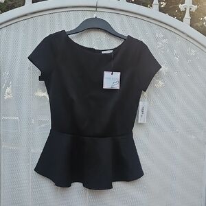 Bisou Bisou Black Peplum Blouse